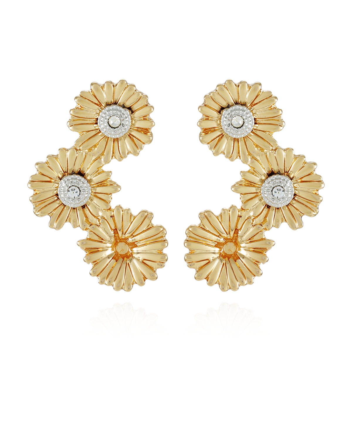 T Tahari Gold-tone Sunflower Cluster Stud Earrings
