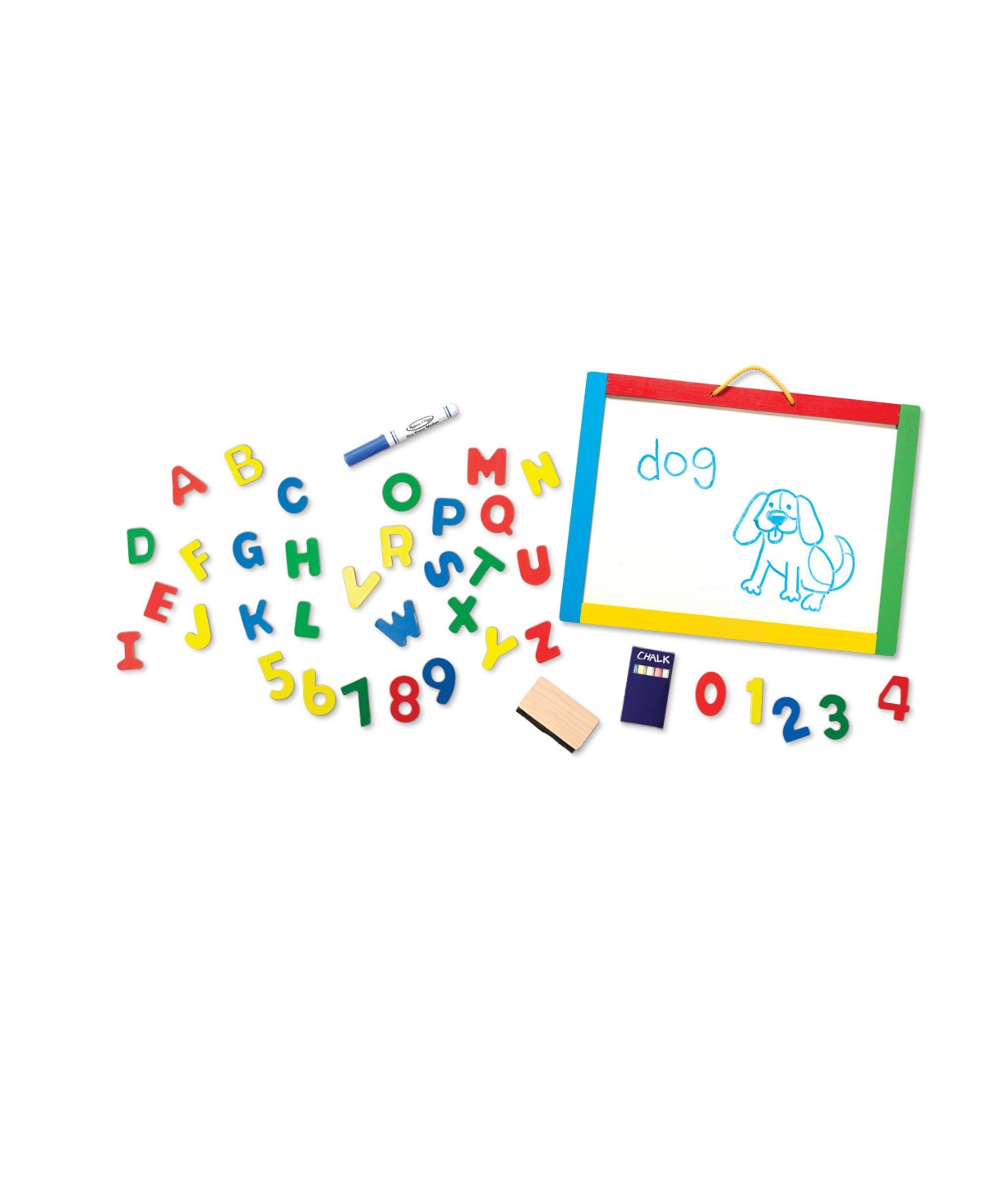 Shop Melissa & Doug Magnetic Chalkboard And Dry-erase Board With 36 Magnets, Chalk, Eraser, And Dry-erase In Multi