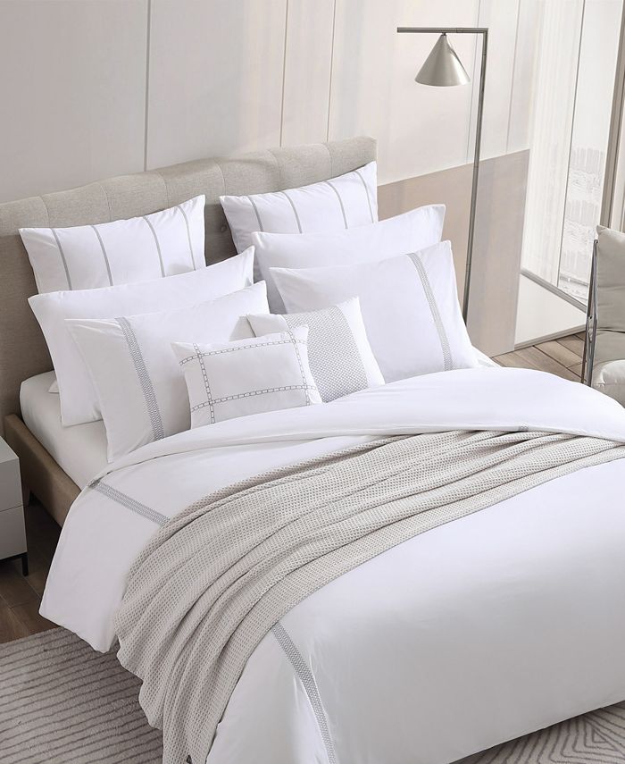 Vera Wang Lattice Solid Cotton Percale 7 Piece Duvet Cover Set, King