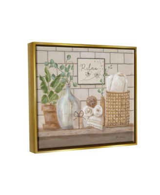 Relax Uplifting Bathroom Scene Framed Floater Canvas Wall Art, 17" x 1.7" x 21"
