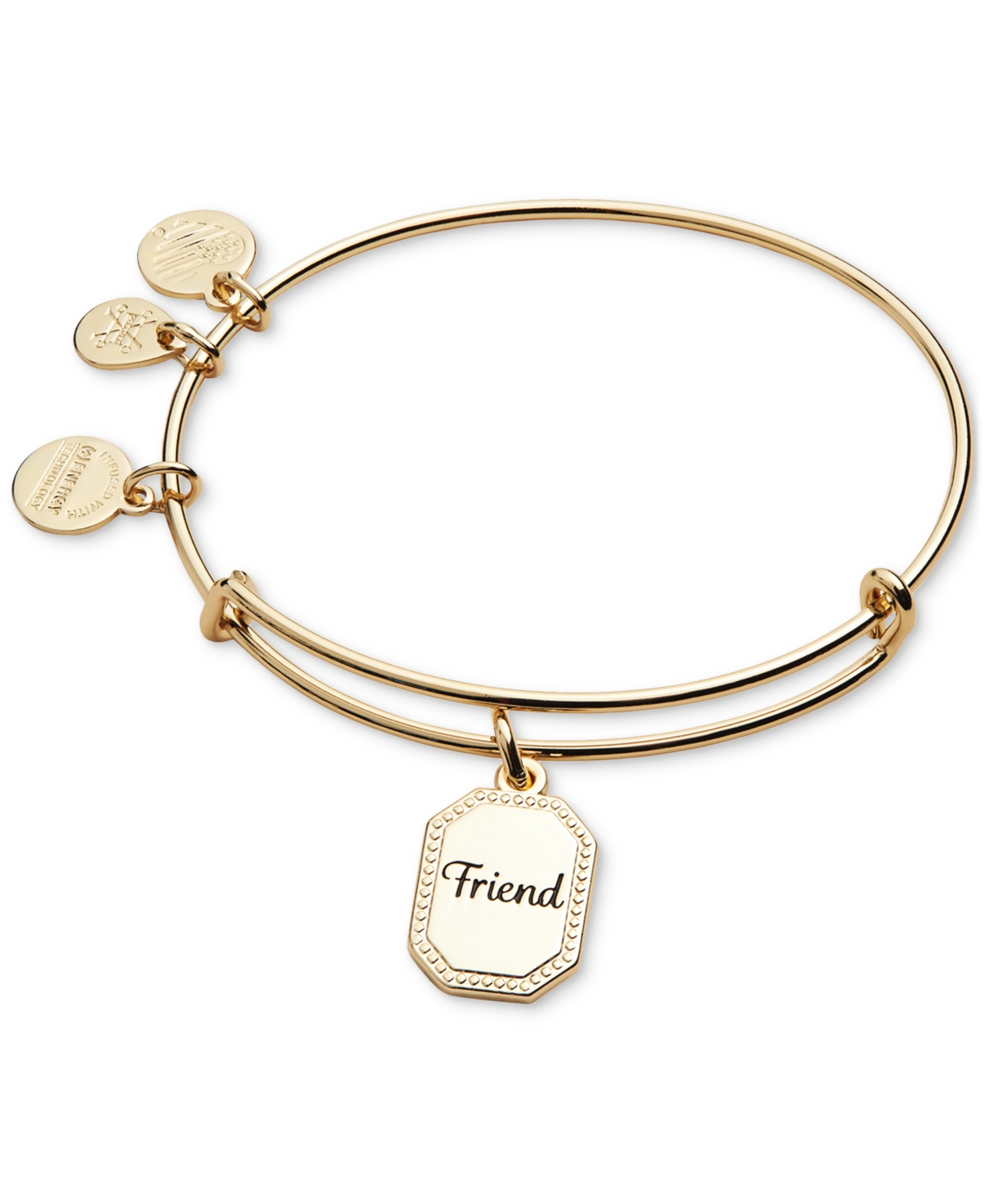 Alex And Ani Gold-tone Friend Charm Bangle Bracelet In Shiny Gold