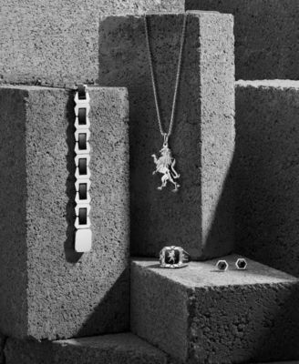 Men's Icon Black Ceramic Bracelet in Stainless Steel