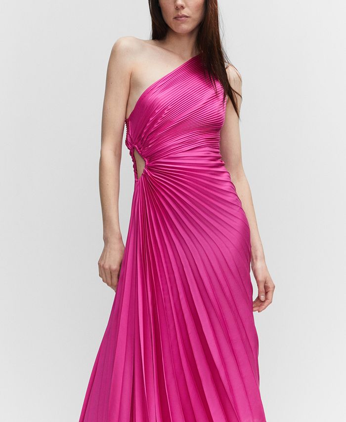MANGO Women's Asymmetrical Pleated Dress - Macy's