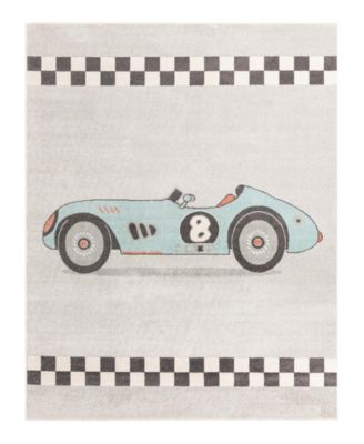 Bayshore Home Campy Kids Race Car Area Rug In Gray