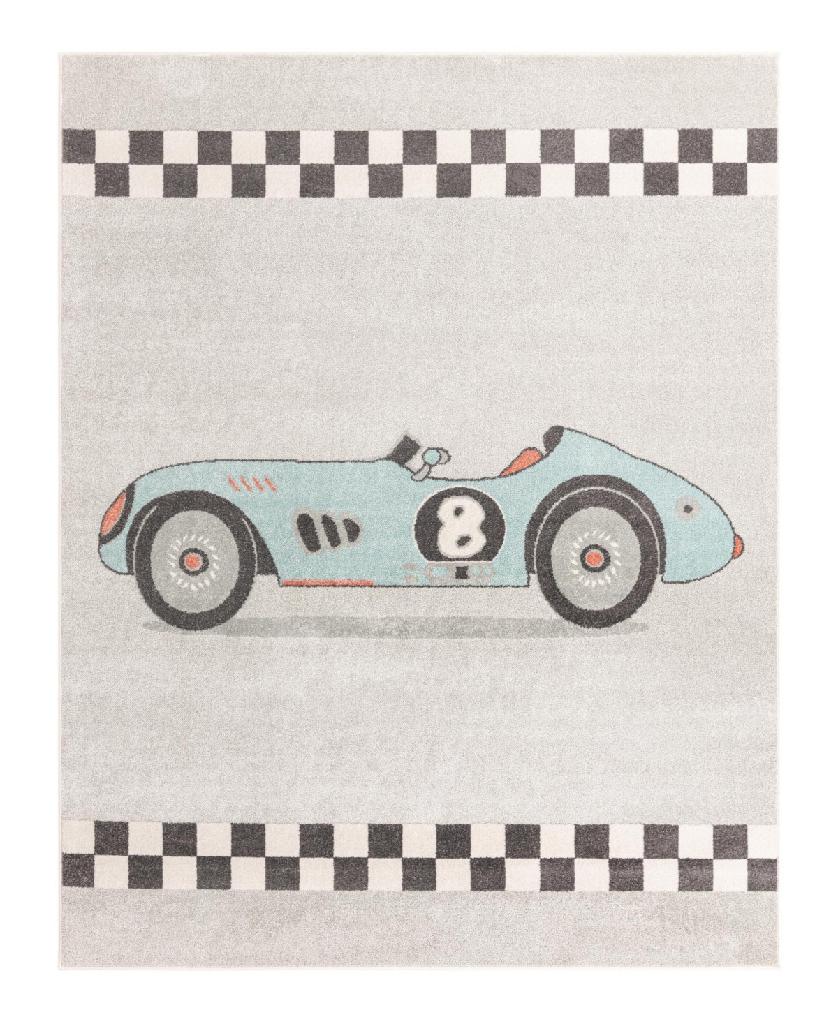 Bayshore Home Campy Kids Race Car 7'10" X 10' Area Rug In Gray