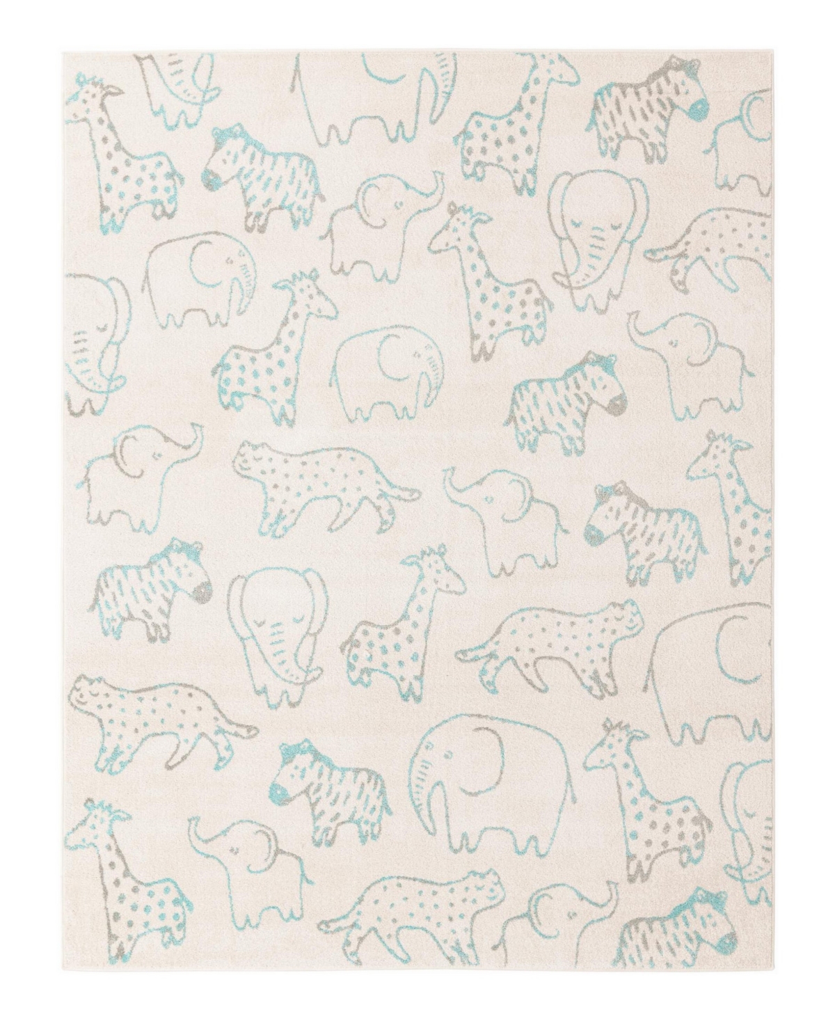 Bayshore Home Campy Kids Safari Animals 7'10" X 10' Area Rug In Ivory