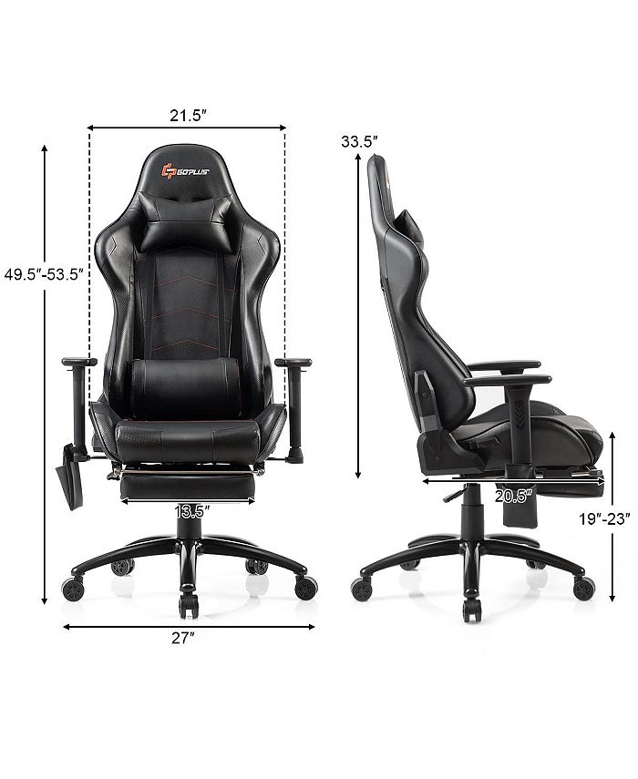 Costway Massage Gaming Chair Adjustable Reclining Racing Chair Macy's