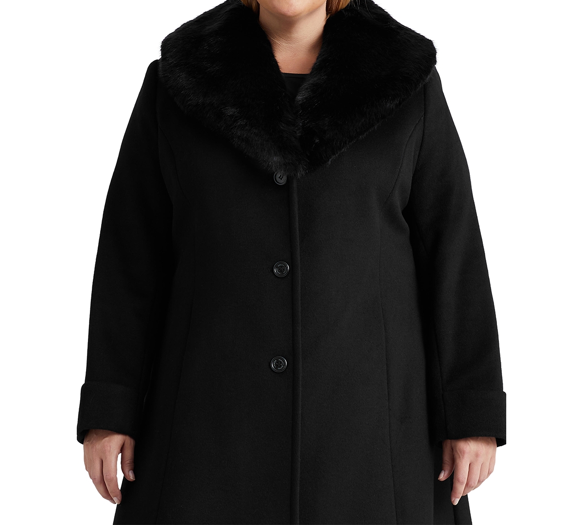 Lauren Ralph Lauren Plus Size Faux-Fur-Collar Coat