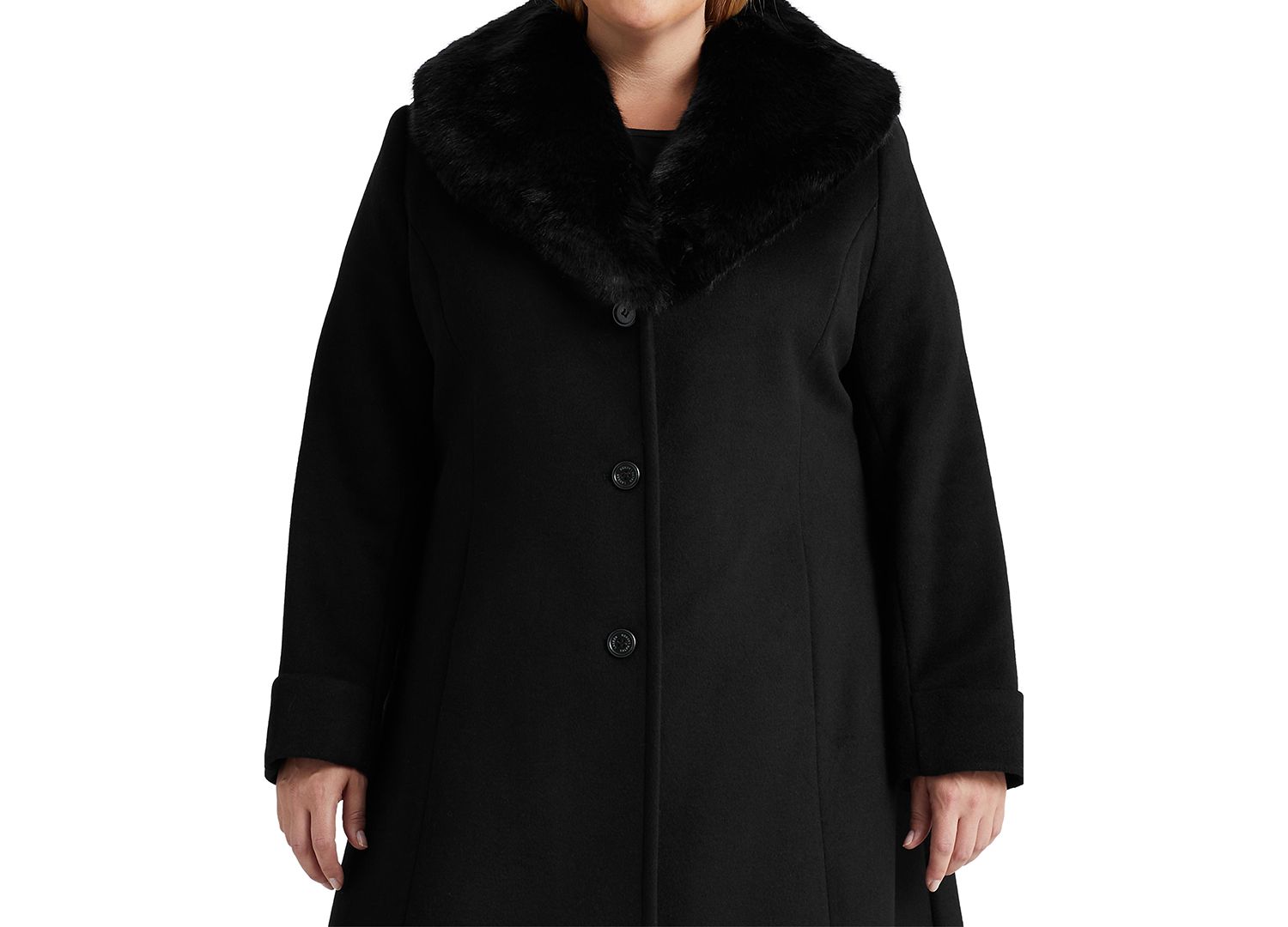 Plus Size Faux-Fur-Collar Coat