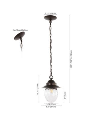 Manteo 8.25" 1-Light Farmhouse Industrial Iron, Glass Outdoor LED Pendant