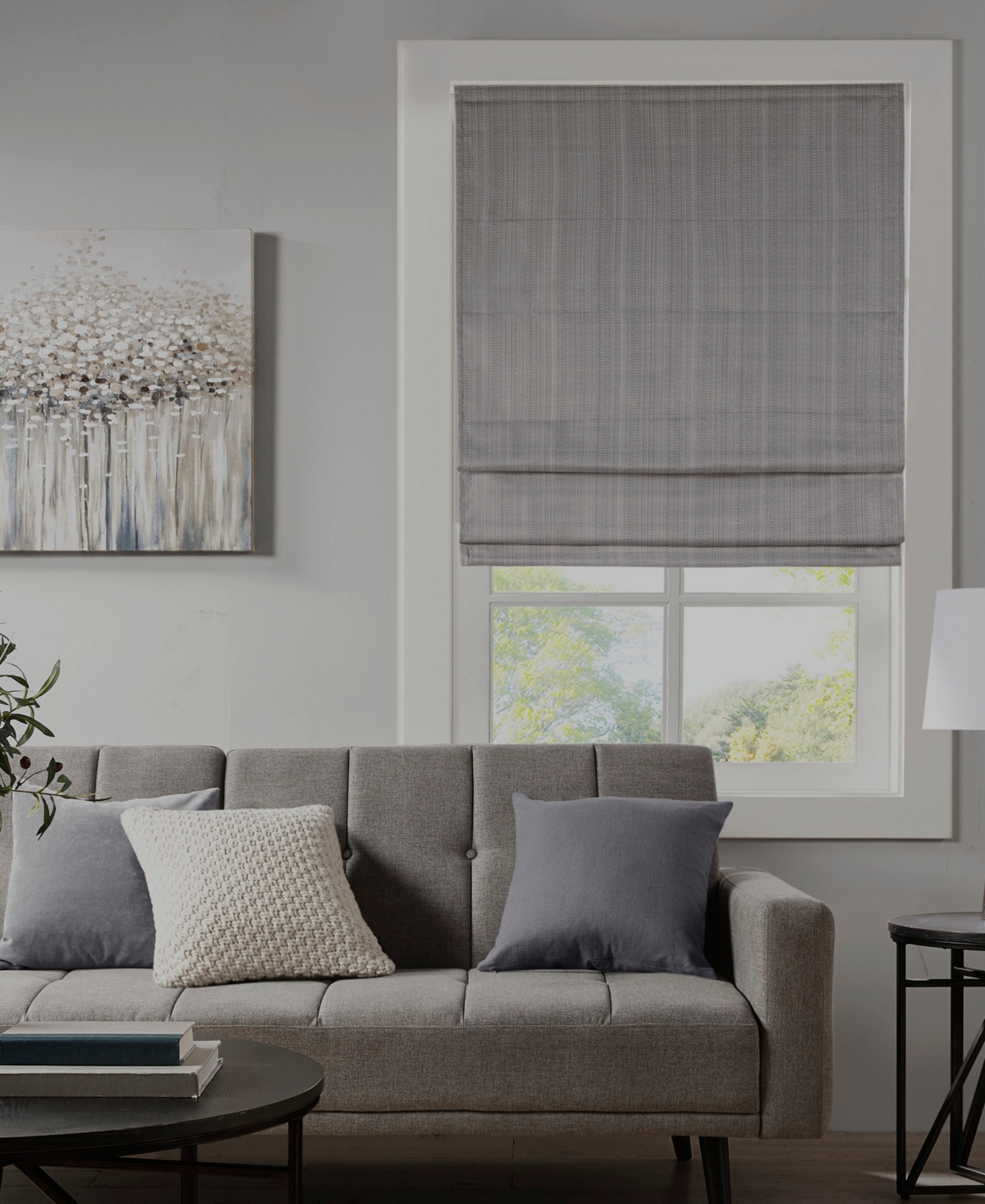 Madison Park Basketweave Blackout Cordless Roman Shade, Single Panel for Bedroom, Thermal Insulated Window Blind Treatment for Living Room