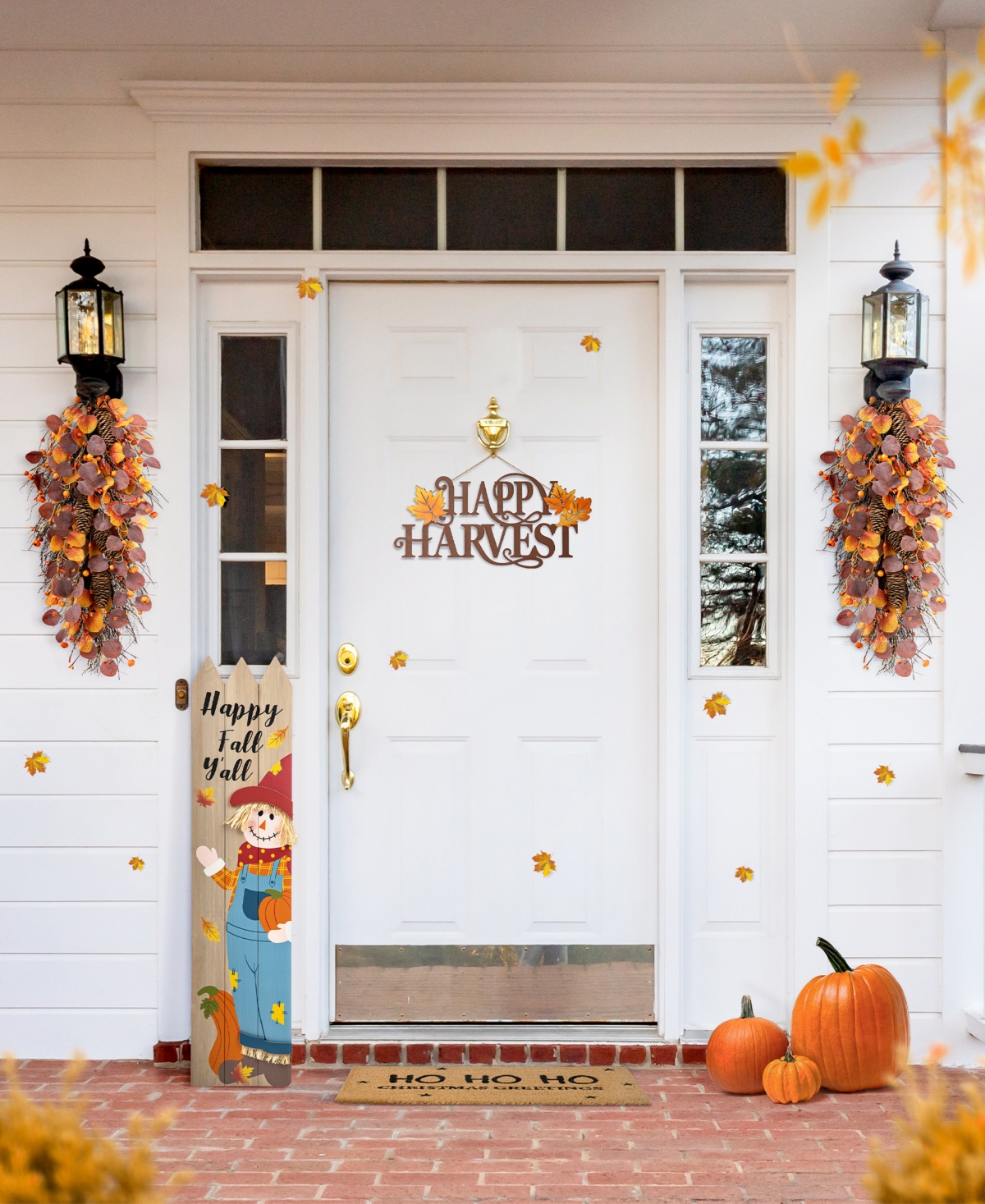 Glitzhome H Fall Wood Scarecrow Porch Decor