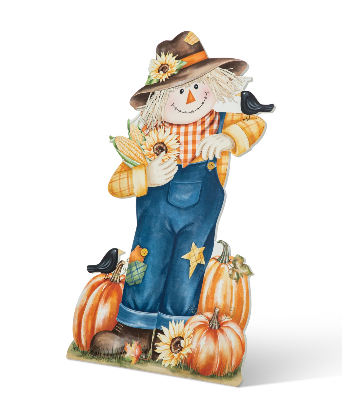 Glitzhome 30" H Fall Wooden Painted Scarecrow Porch Decor In Multi