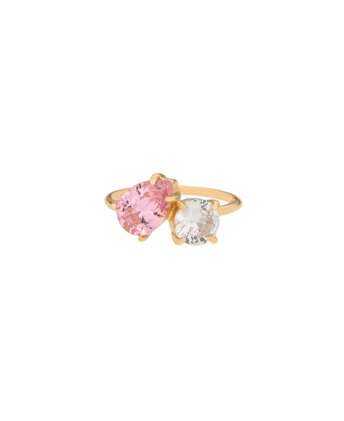 Ettika 18k Gold Plated Brass Colored Topaz Cubic Zirconia Ring In Pink