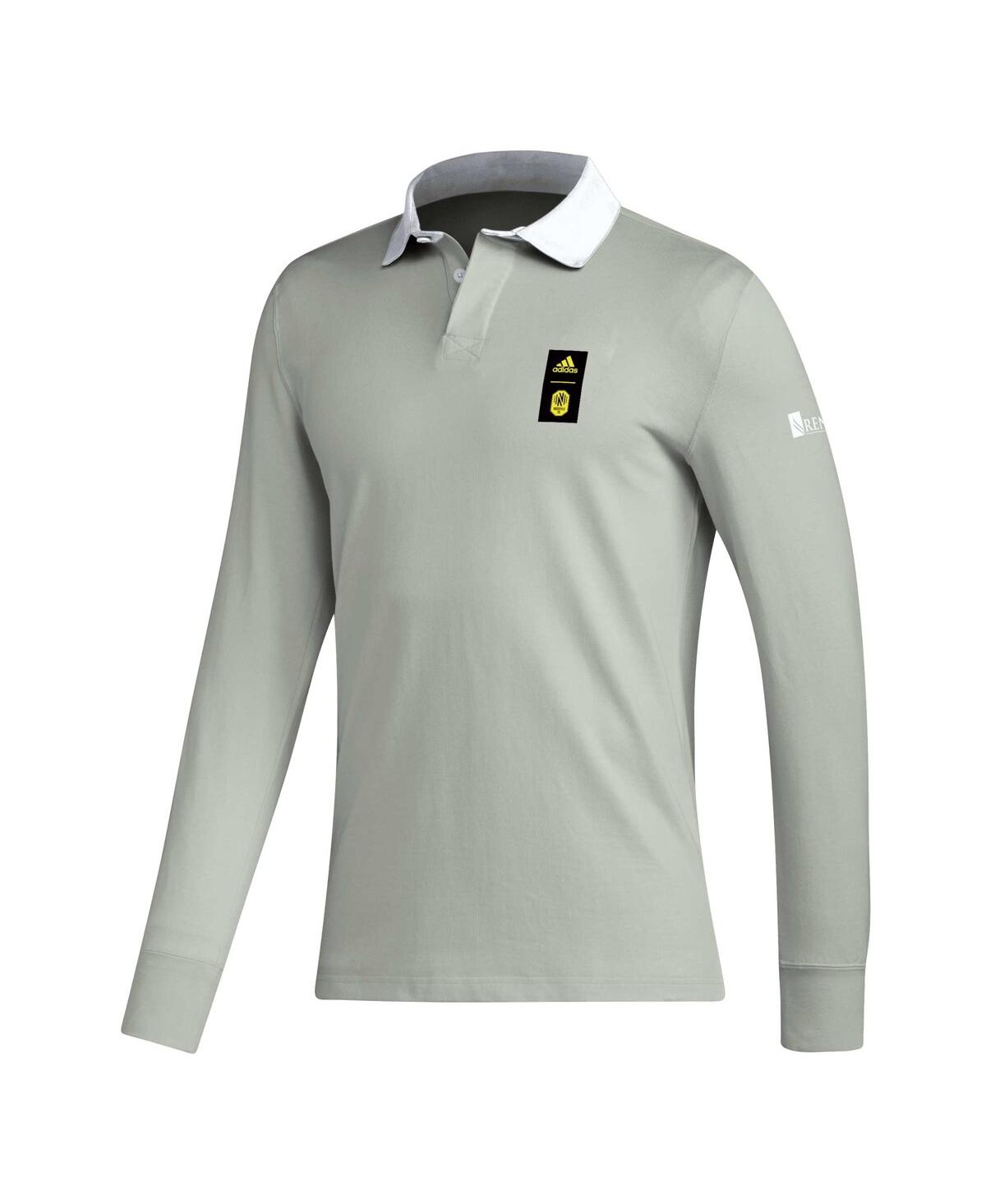 Shop Adidas Originals Men's Adidas 2023 Player Gray Nashville Sc Travel Long Sleeve Polo Shirt