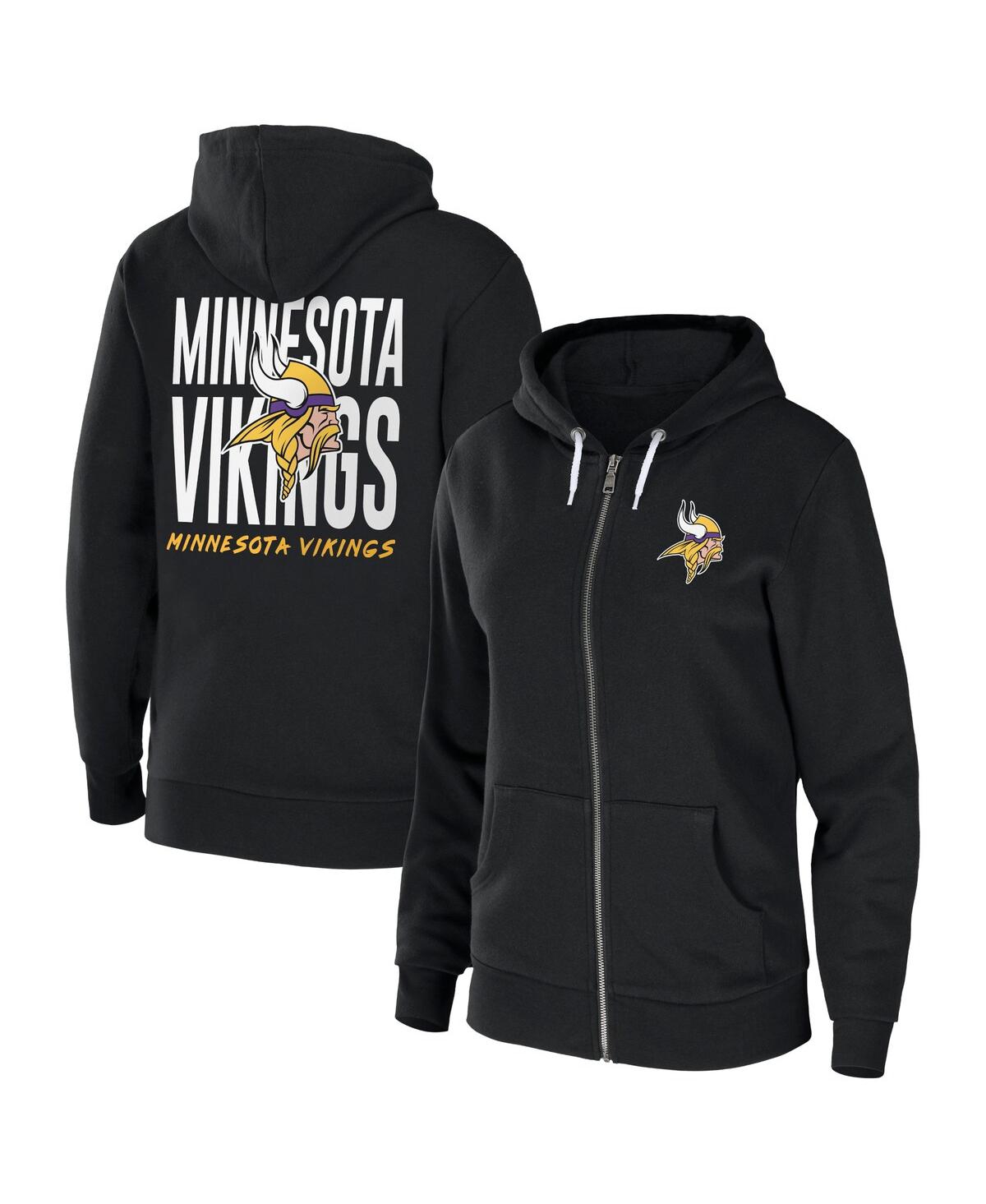 Wear By Erin Andrews Women's  Black Minnesota Vikings Sponge Fleece Full-zip Hoodie