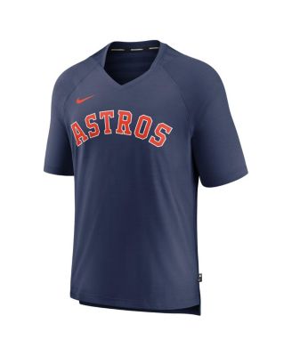 Men's Navy Houston Astros Authentic Collection Pregame Raglan Performance V-Neck T-shirt