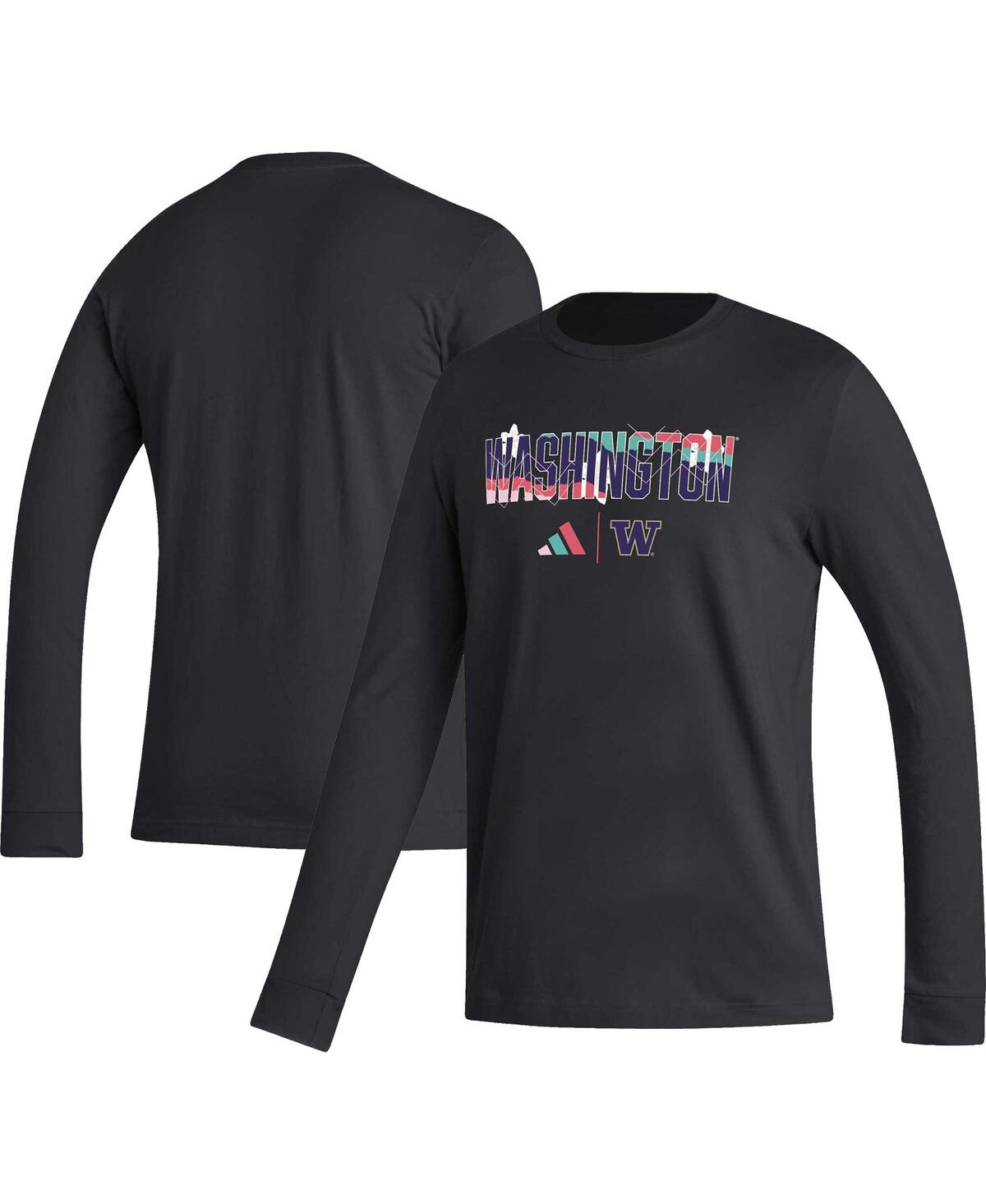 Men's adidasWashington Huskies HonoringExcellence Long Sleeve T-shirt - Black