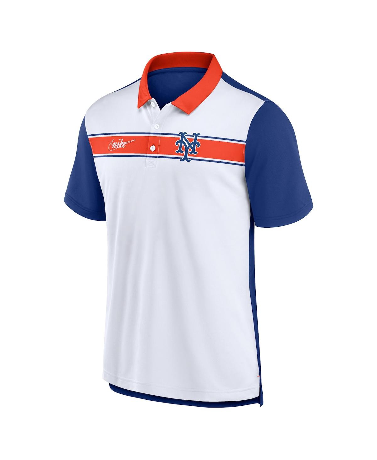 Shop Nike Men's  White, Royal New York Mets Rewind Stripe Polo Shirt In White,royal