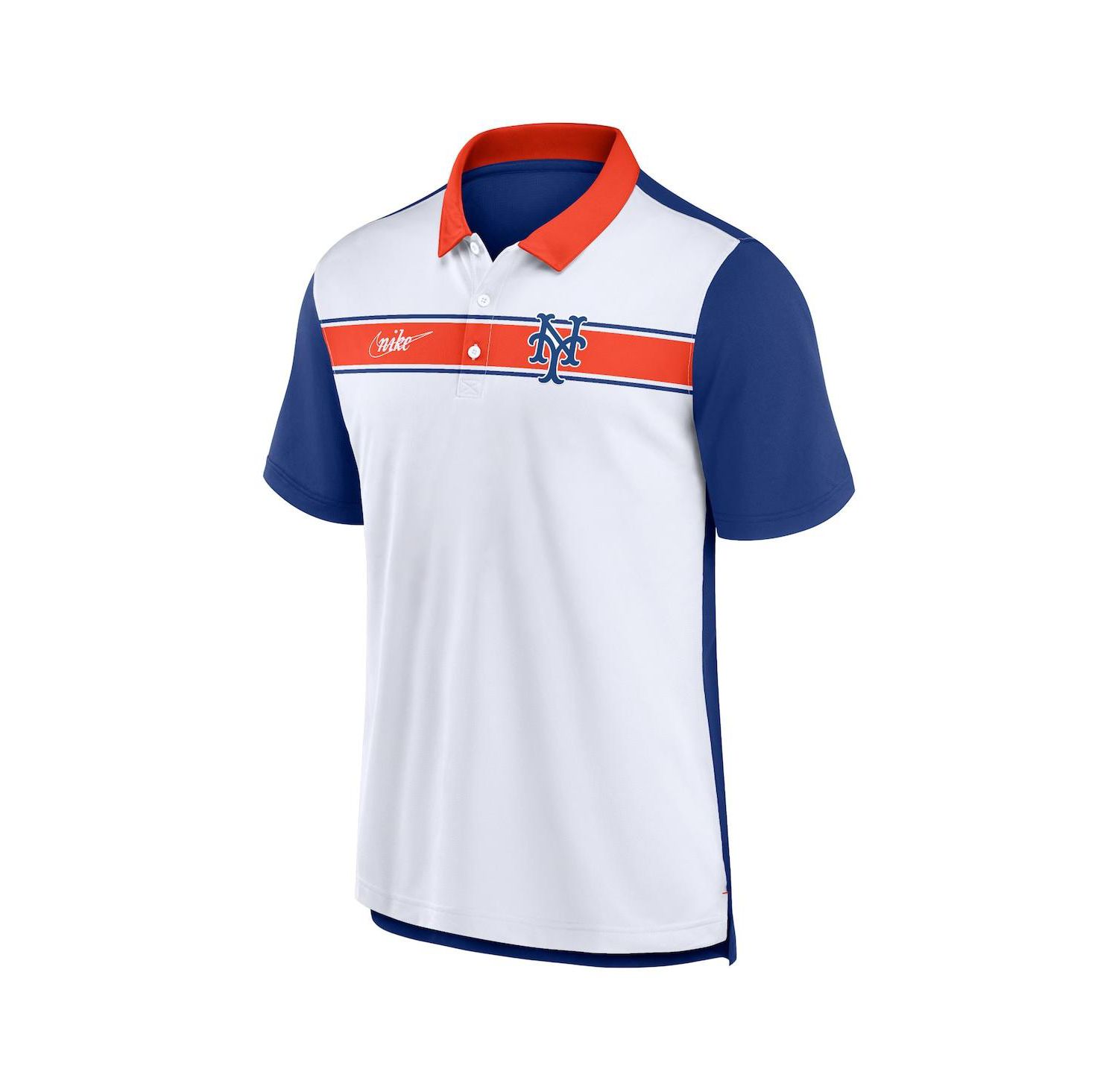 Men's White, Royal New York Mets Rewind Stripe Polo Shirt