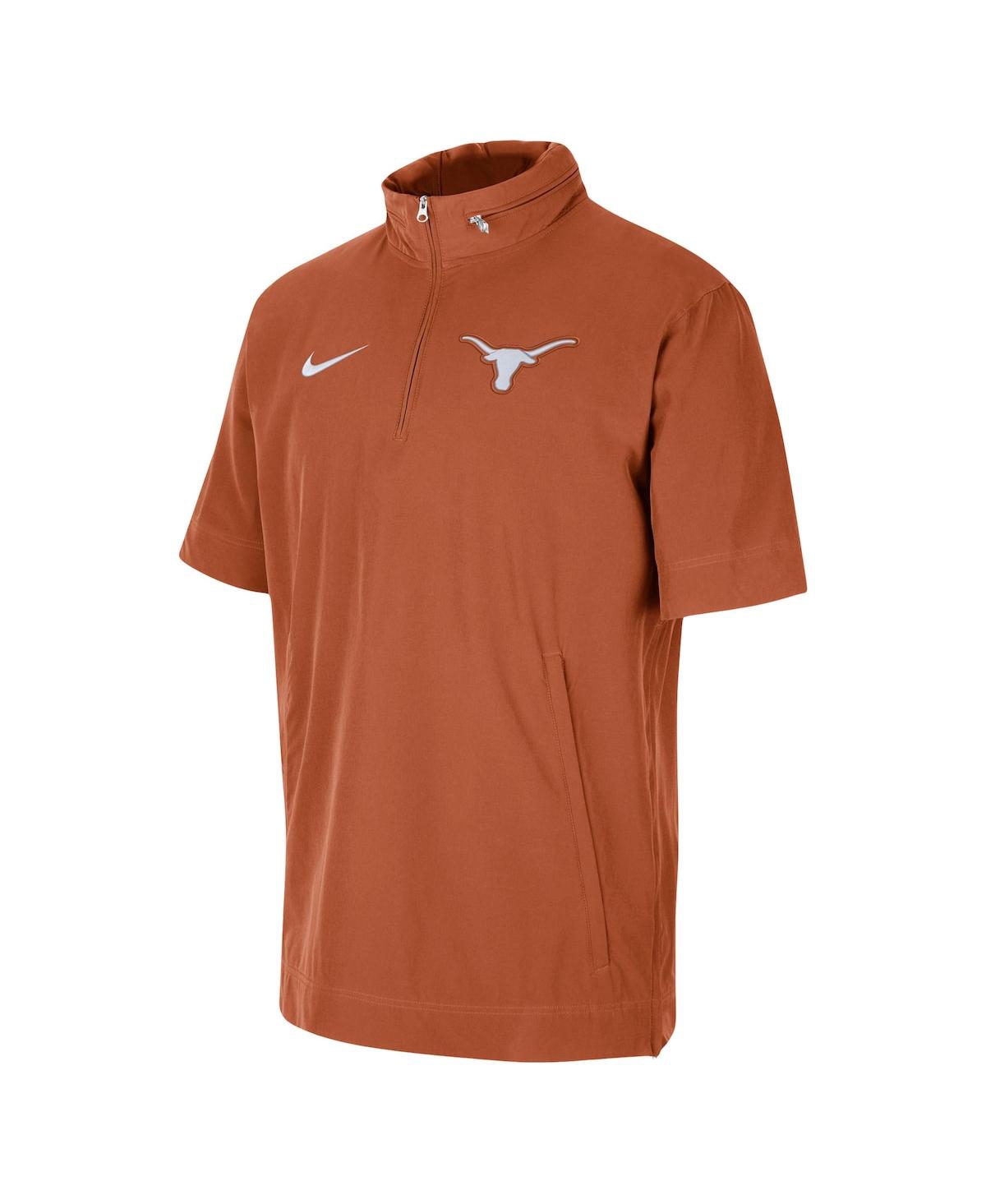 Shop Nike Men's  Texas Orange Texas Longhorns Coaches Half-zip Short Sleeve Jacket