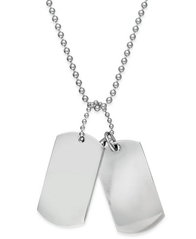 Sutton by Rhona Sutton Men's Stainless Steel Double Dog Tag Necklace