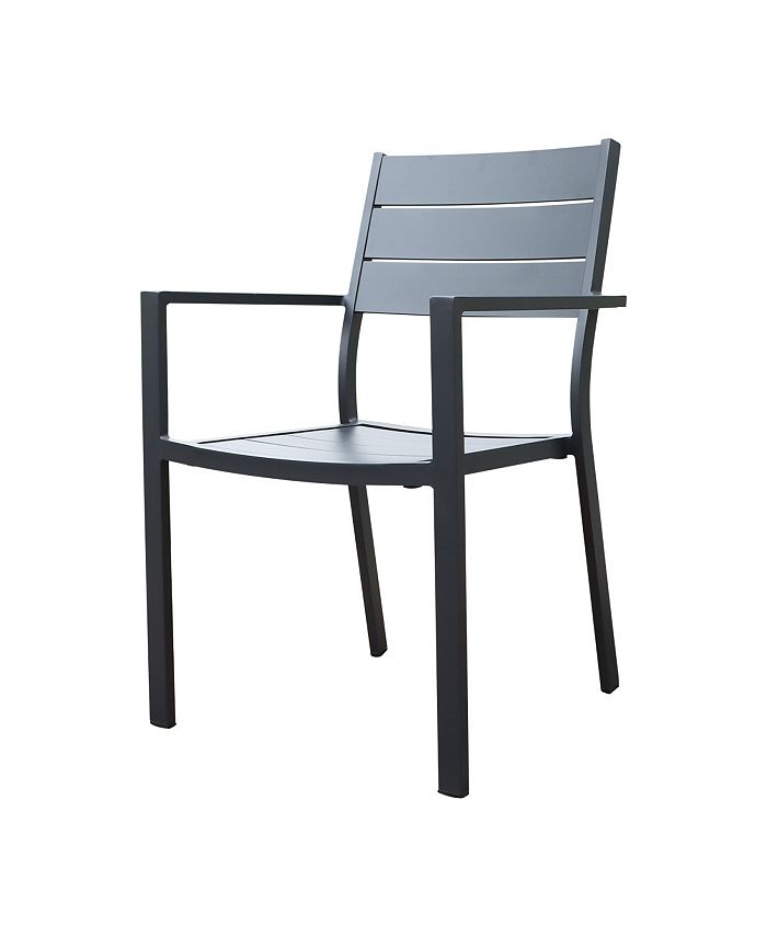 Simplie Fun Outdoor Patio Dining Chair Set of 6 Modern Aluminum