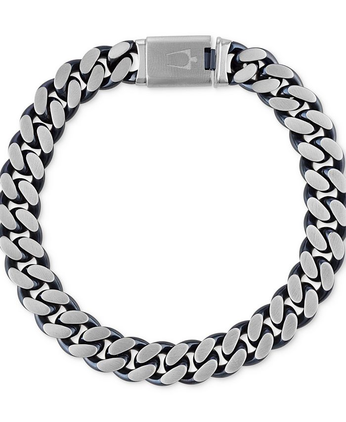Bulova men's chain bracelet on sale in stainless steel