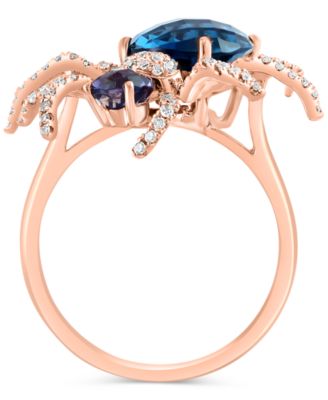 EFFY&reg; Multi-Gemstone (4-5/8 ct. t.w.) & Diamond (1/3 ct. t.w.) Spider Ring in 14k Rose Gold