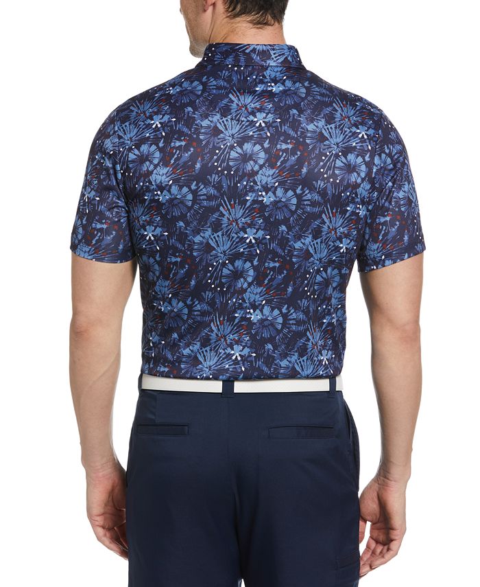 PGA TOUR Men's TieDyed FireworksPrint Performance Golf Polo Shirt
