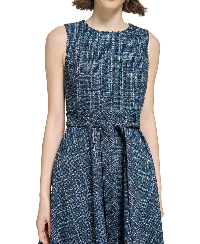 Calvin Klein Women's Tweed Belted A-Line Dress - Macy's