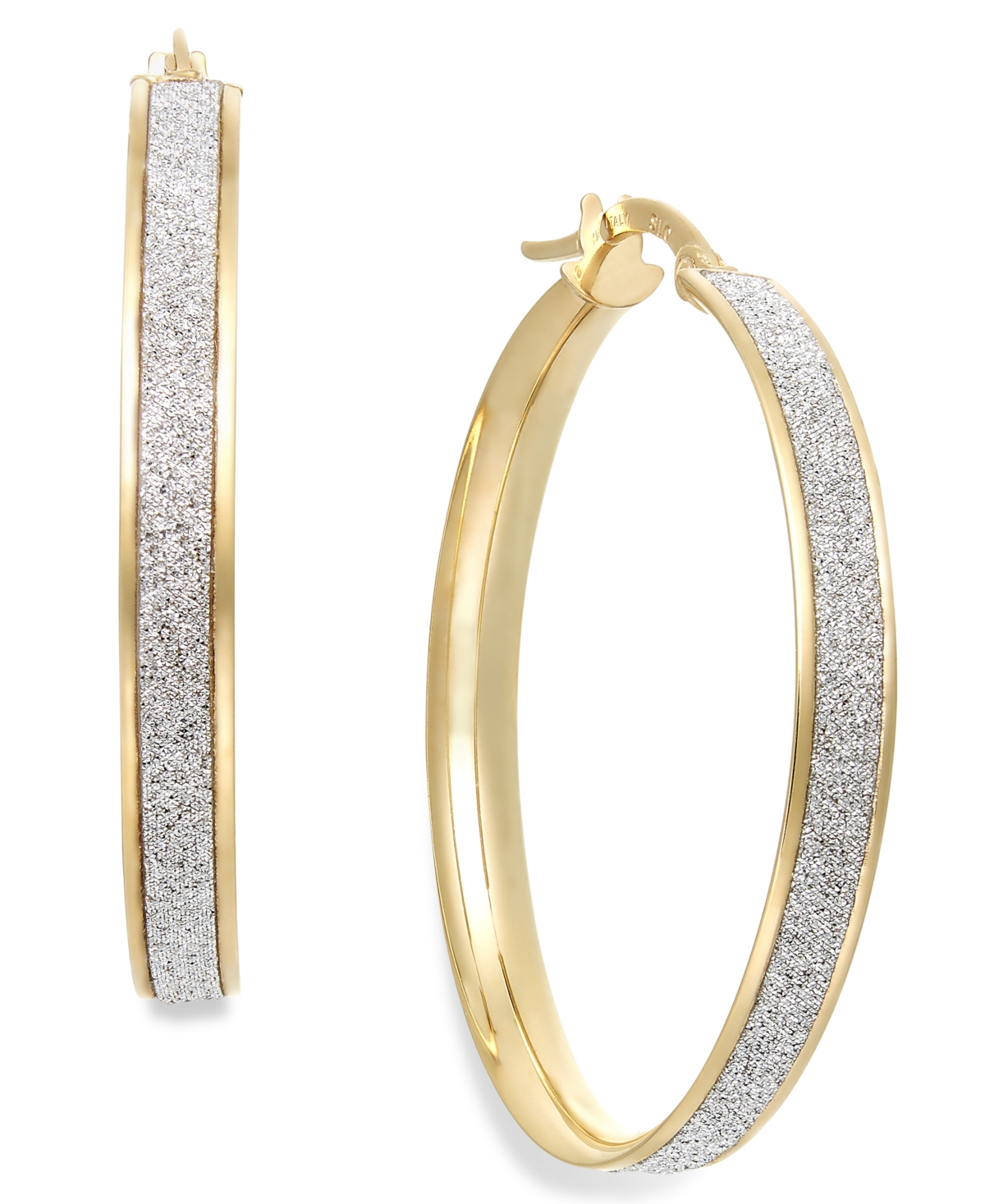Glitter Hoop Earrings in 14k Gold (30mm) - Yellow Gold