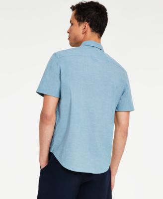 Calvin Klein Men's Stretch Slim Fit End-On-End Short-Sleeve Shirt - Macy's