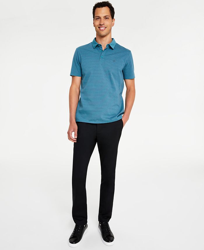 Calvin Klein Men's Slim-Fit Modern Stretch Chino Pants & Smooth Cotton  Feeder Stripe Polo Shirt Outfit - Macy's