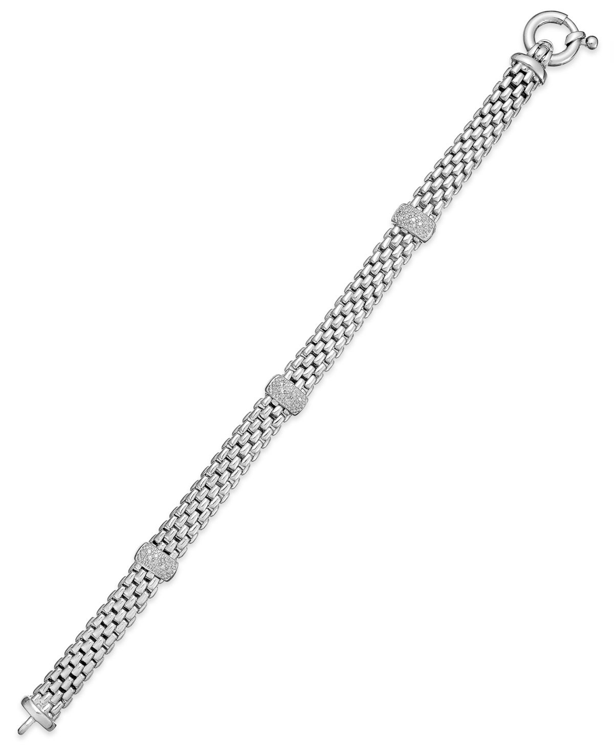 Macy's Diamond Station Bracelet In Sterling Silver (3/8 Ct. T.w.)
