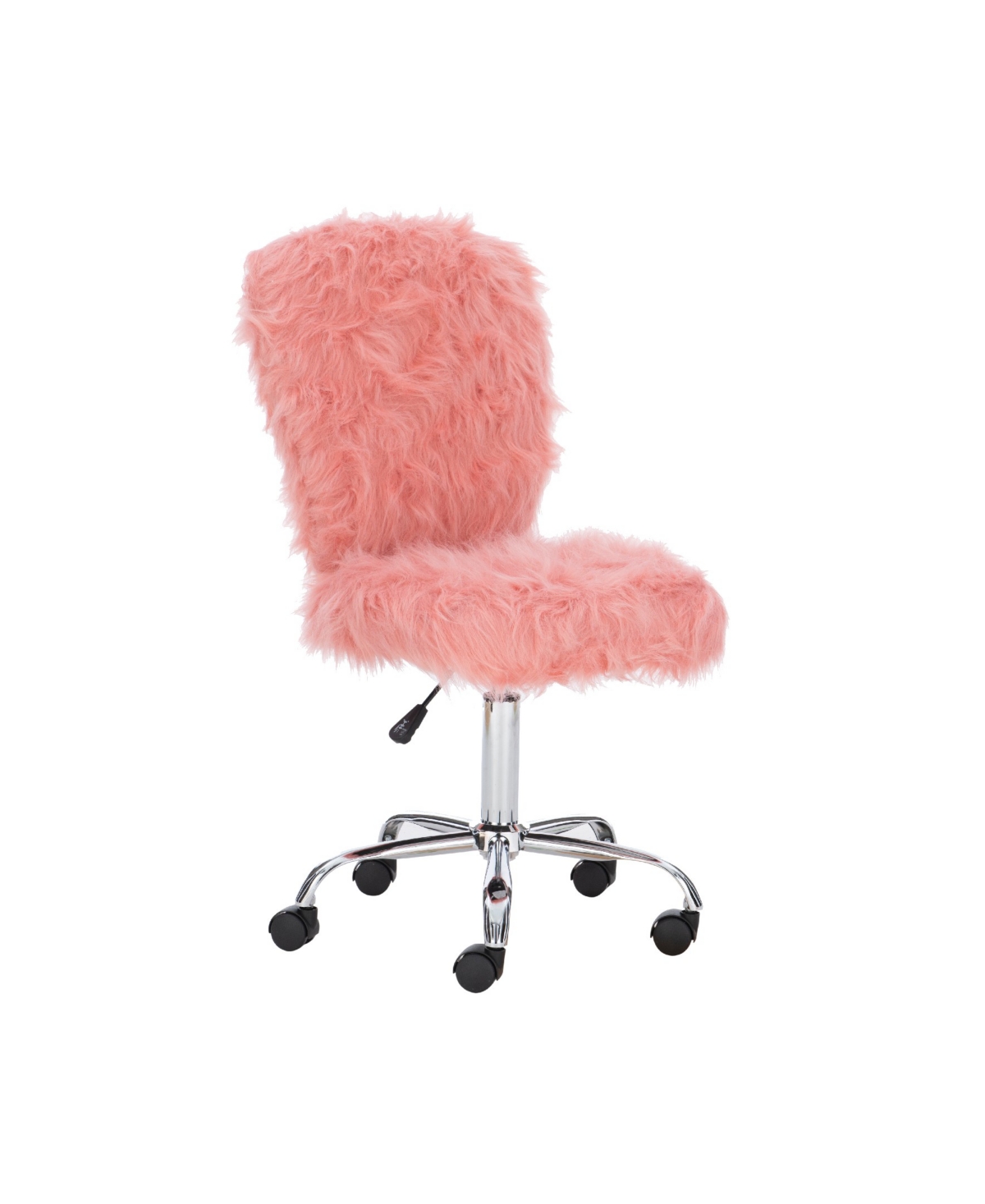 Linon Home Decor Albion Armless Swivel Office Chair In Blush Faux Fur
