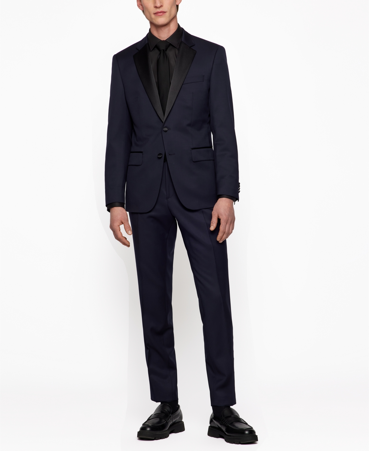 Shop Hugo Boss Boss By  Men's Slim-fit Tuxedo Jacket In Dark Blue