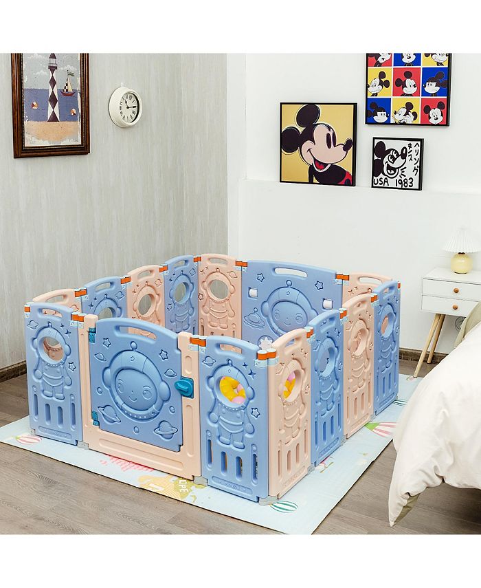Costway 14Panel Foldable Baby Playpen Kids Activity Center w/ Lockable