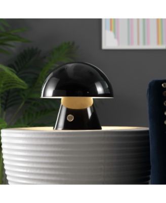 Porcini 7" Contemporary Bohemian Rechargeable, Cordless Iron Integrated LED Mushroom Table Lamp