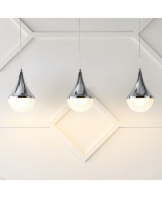 Elyse Teardrop 33" 3-Light Modern Mid-Century Iron, Acrylic Integrated Linear LED Pendant