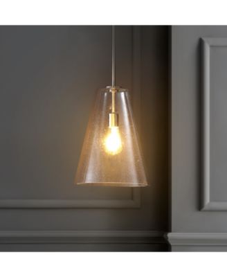 Arlo 11.5" 1-Light Mid-Century Modern Iron, Seeded Glass LED Pendant