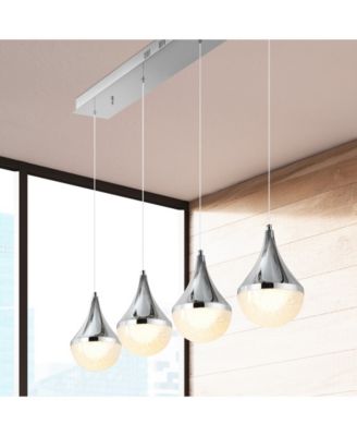 Elena Teardrop 47" 4-Light Modern Mid-Century Iron, Acrylic Integrated Linear LED Pendant