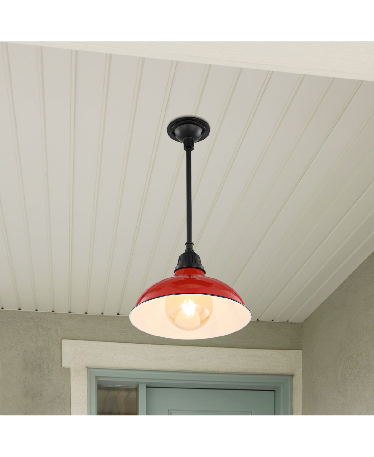 Jasper 1-Light Farmhouse Industrial Indoor, Outdoor Iron Led Pendant - White