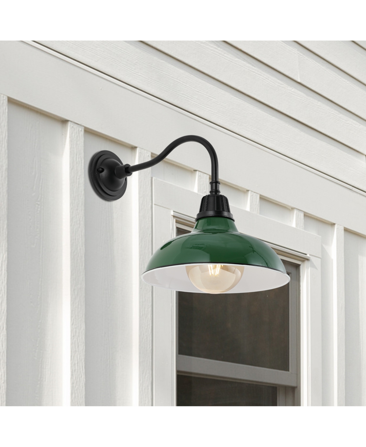 Aurora 1-Light Farmhouse Industrial Indoor, Outdoor Iron Led Gooseneck Arm Outdoor Sconce - White