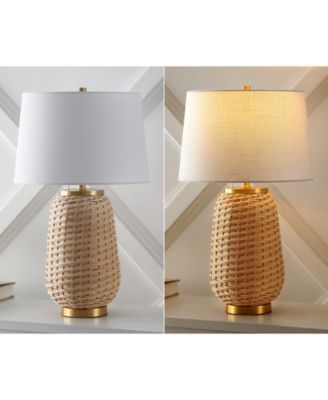 Chakrii 25" Rustic Bohemian Iron, Rattan LED Table Lamp with Pull-Chain