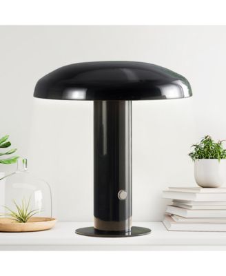 Suillius 11" Contemporary Bohemian Rechargeable, Cordless Iron Integrated LED Mushroom Table Lamp