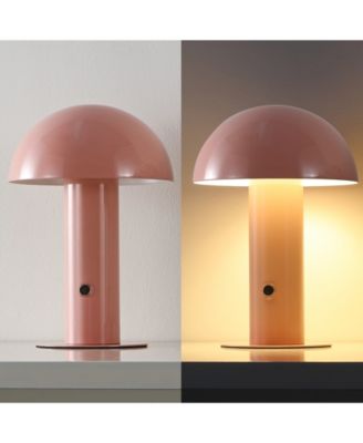 Boletus 10.75" Contemporary Bohemian Rechargeable, Cordless Iron Integrated LED Mushroom Table Lamp