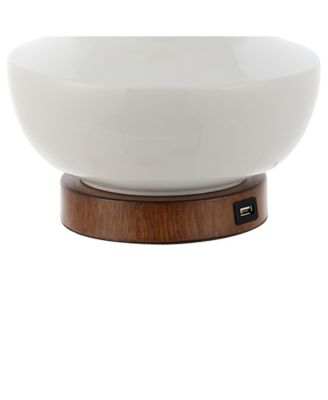 Finn 23" Vintage-inspired Minimalist Iron, Ceramic LED Mini Table Lamp with USB Charging Port