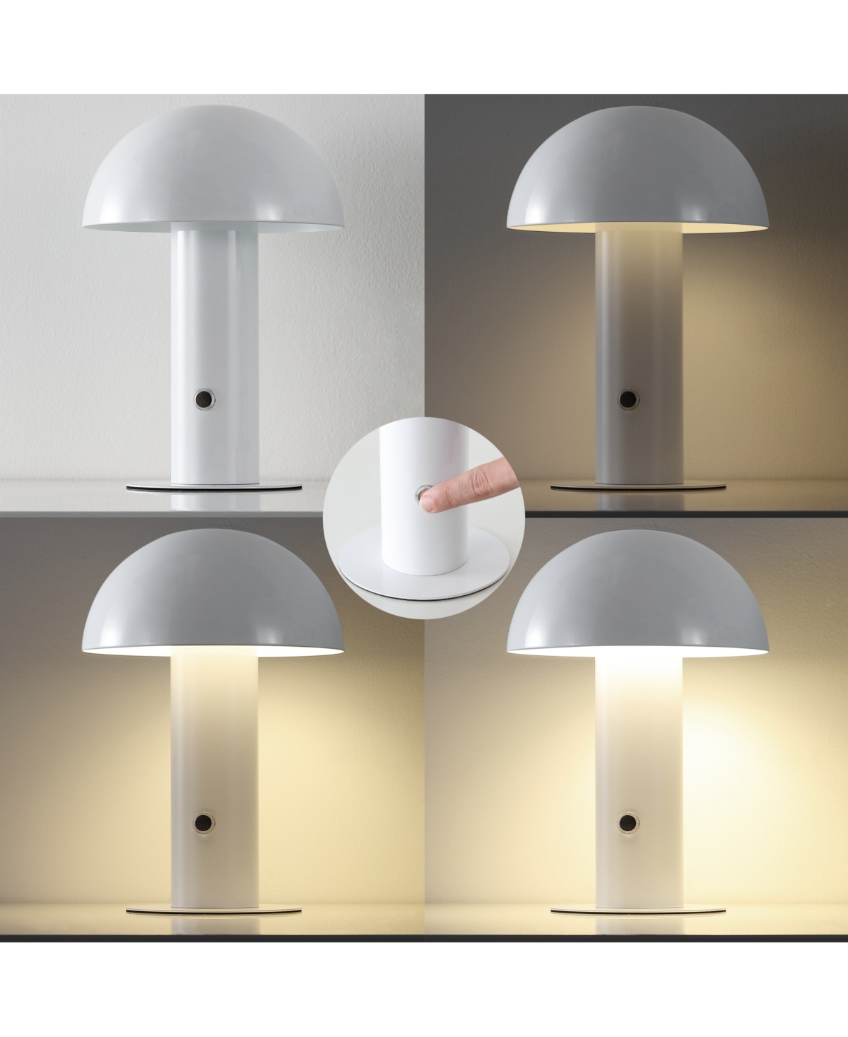 Boletus Contemporary Bohemian Rechargeable, Cordless Iron Integrated Led Mushroom Table Lamp