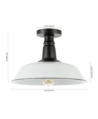 Camila 14" 1-Light Classic Industrial Indoor, Outdoor Iron LED Semi Flush Mount